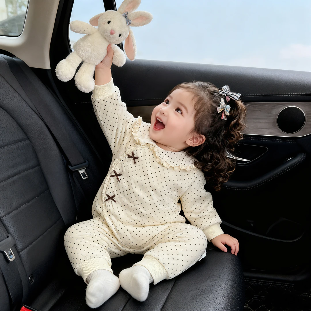 【品牌专柜款】A类婴幼儿棉服女斜襟哈衣爬服睡衣幼儿公主秋冬