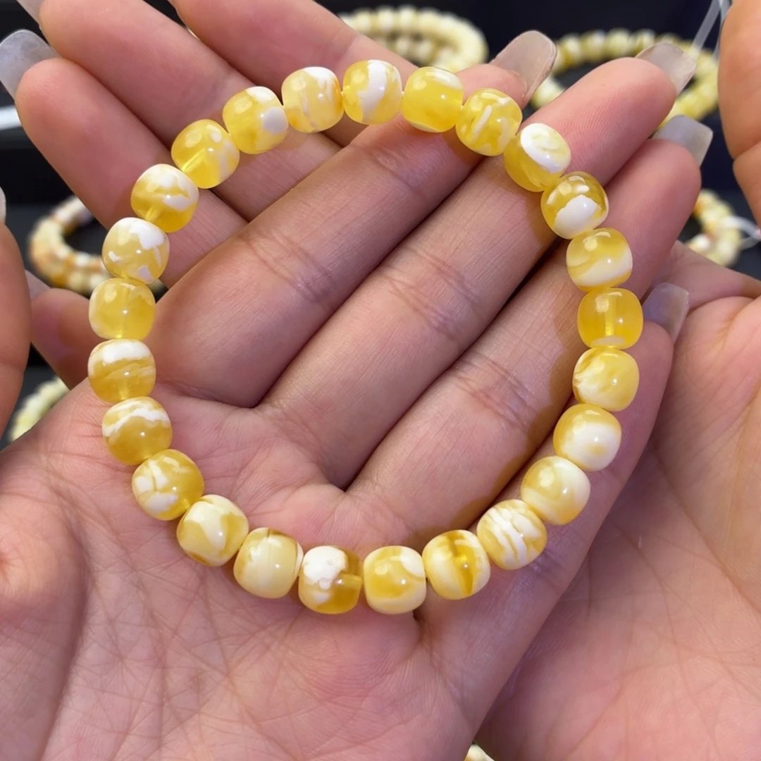 琥珀未镶嵌珠宝奇石金瓷白妖8.5