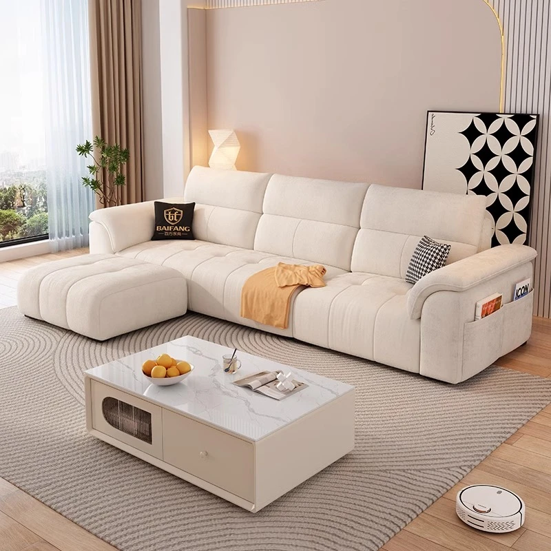 bf猫抓布艺沙发现代简约小户型客厅奶油风2024新款北欧直排沙发