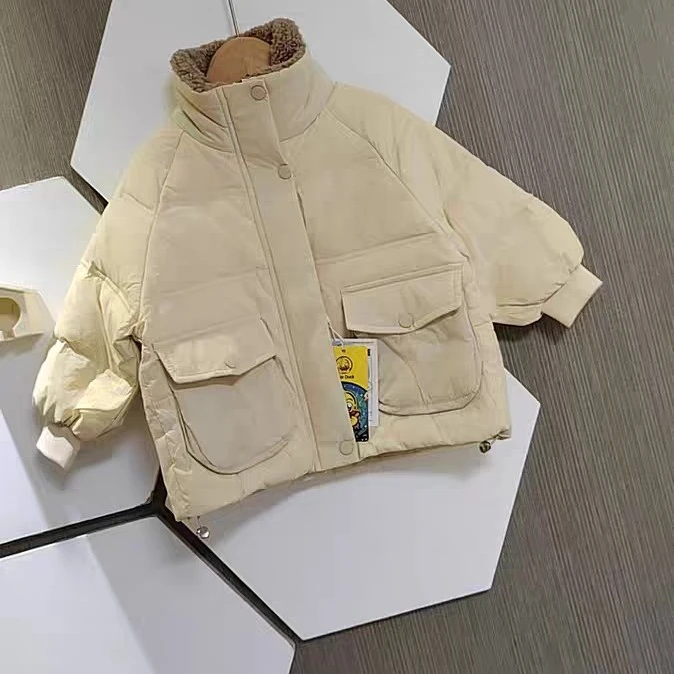 中小童冬装白鸭绒羽绒服上衣男女宝宝韩版洋气纯色保暖羽绒外套