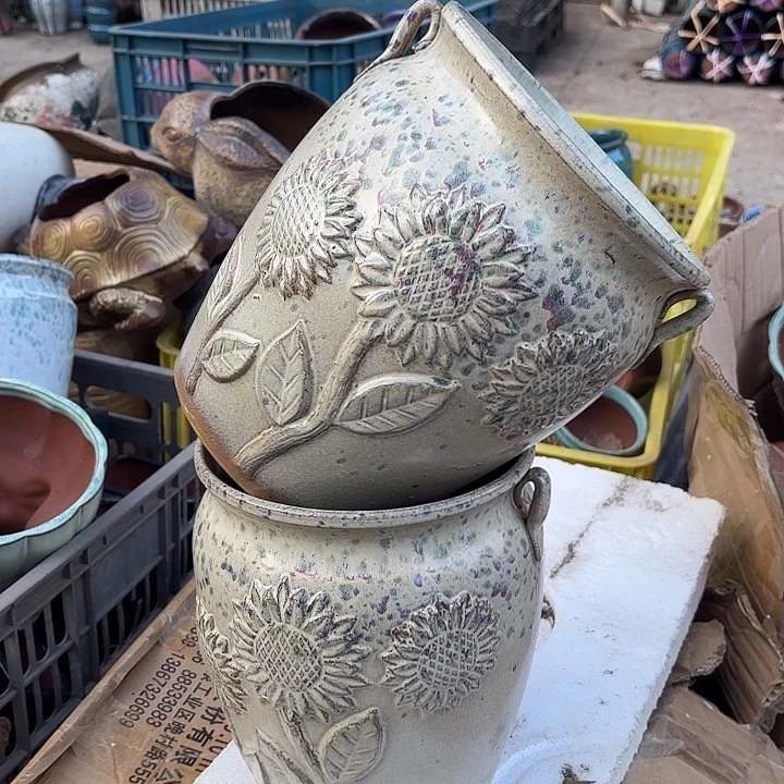 紫砂茶碗太阳花两个口径19高度24