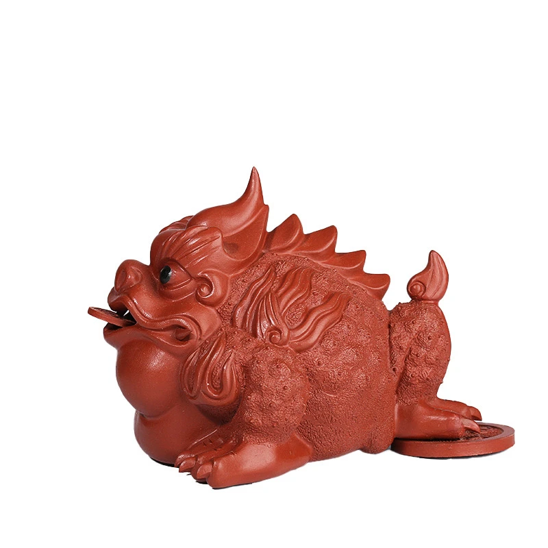 手工柴烧调砂紫砂茶玩当代三足金蟾精品原矿大红袍养宠摆件