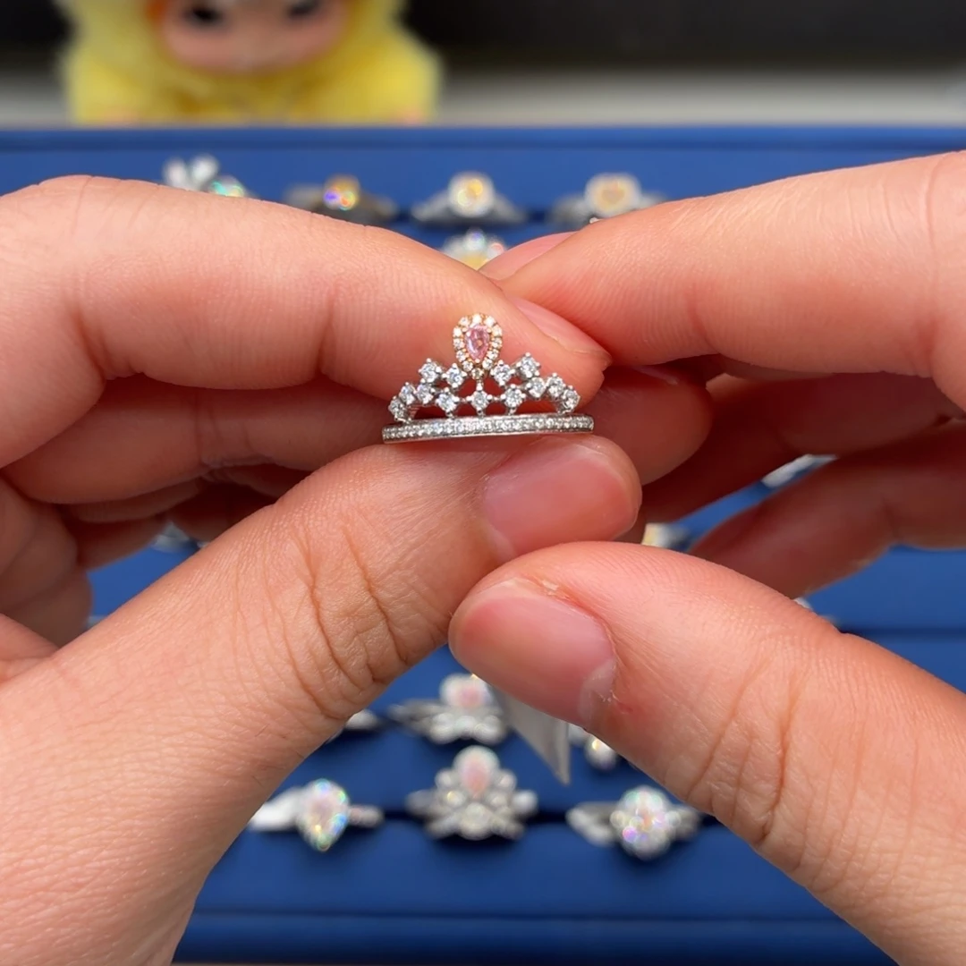 戒指/指环18K金镶嵌钻石粉钻戒指