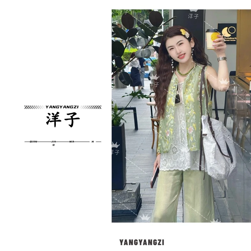 【洋子服饰】新中式国潮风高级定制2025夏季百搭时尚马甲SH0858