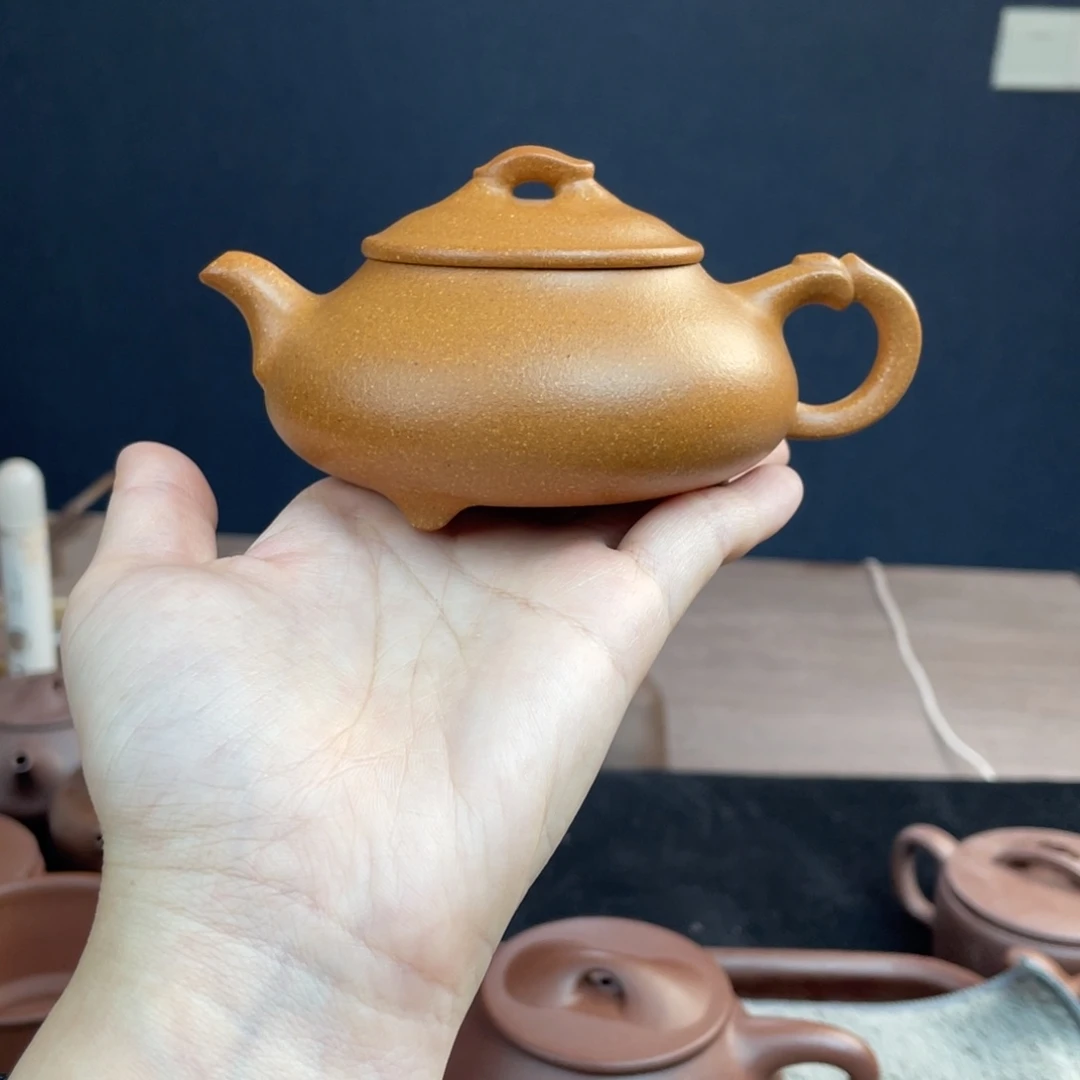 木***柯紫砂茶壶半手工老宕口黄金段简瓢170cc