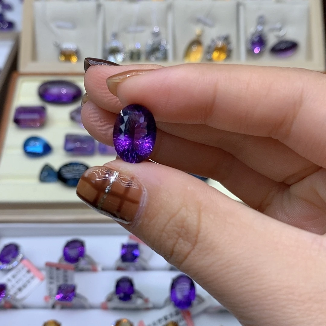 珠宝半成品水晶未镶嵌紫水晶紫水晶定制J
