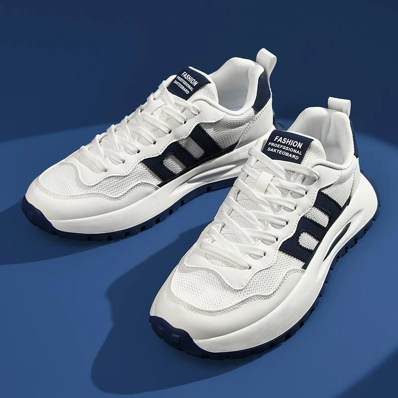 小白鞋男网面大码休闲厚底潮鞋男鞋潮牌增高百搭网面夏季透气板鞋