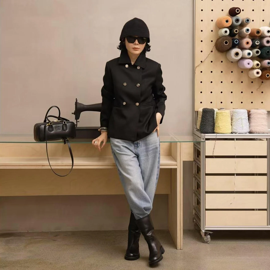 【高阶精英】羊毛人丝复古翻立领双排扣西装 W-63319