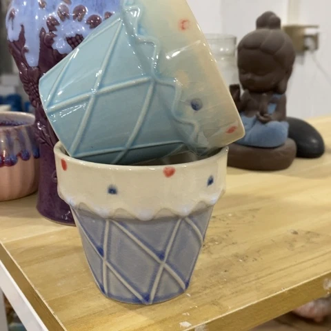 陶瓷冰淇淋蓝色,紫色133131