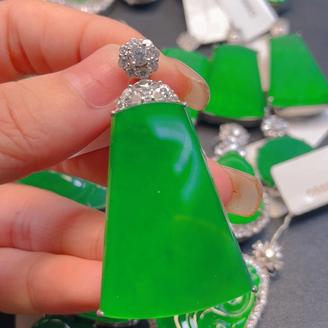 翡翠银S925镶嵌吊坠(不含链)