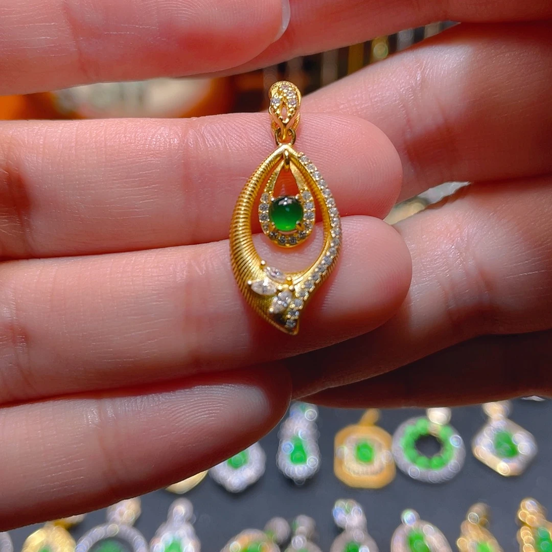 翡翠银S925镶嵌吊坠(不含链)