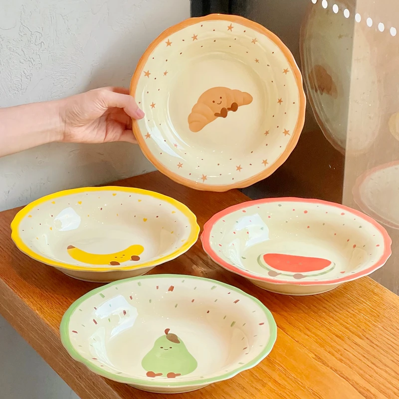 高颜值水果可颂菜盘2025新款釉下彩餐具陶瓷盘子甜品盘菜碟子深盘