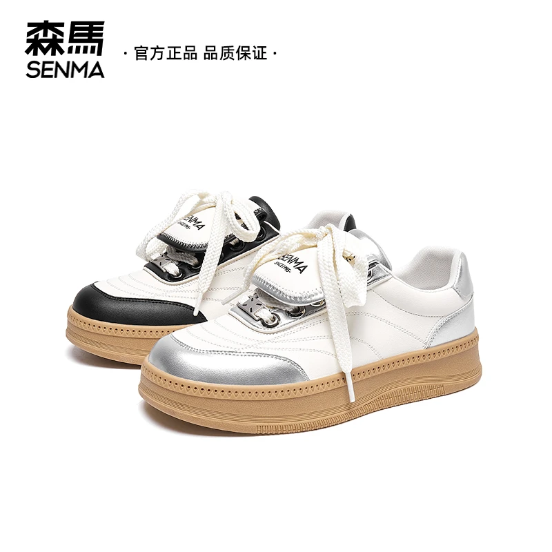 SENMA/森马女鞋欧若风软底百搭ins板鞋低帮德训鞋运动厚底小白鞋