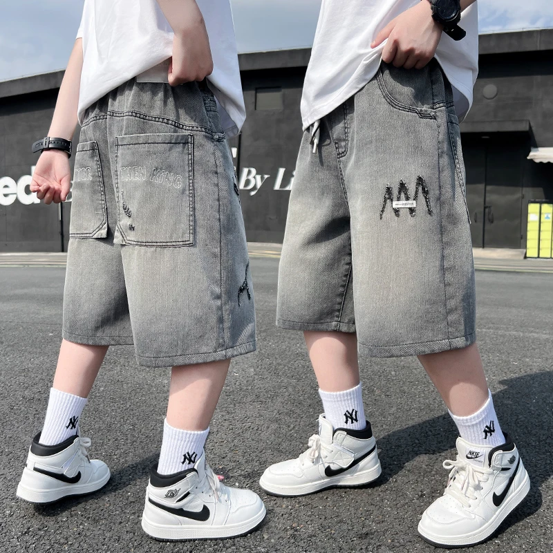 男童牛仔短裤夏装2025新款儿童裤子薄款休闲中大童夏季男孩五分裤