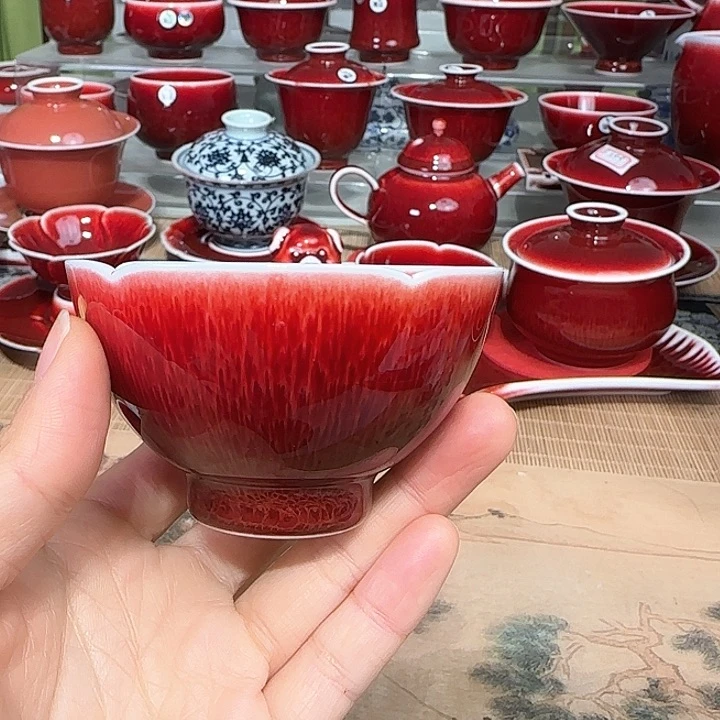 景德镇陶瓷红马坊杯
