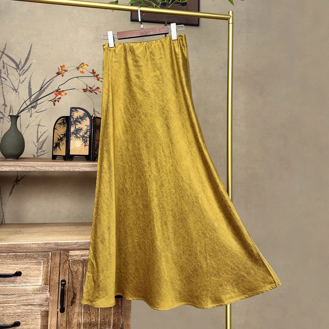 【卷卷新中式】重磅金龟锻香云纱45度斜裁双面双穿鱼尾半裙