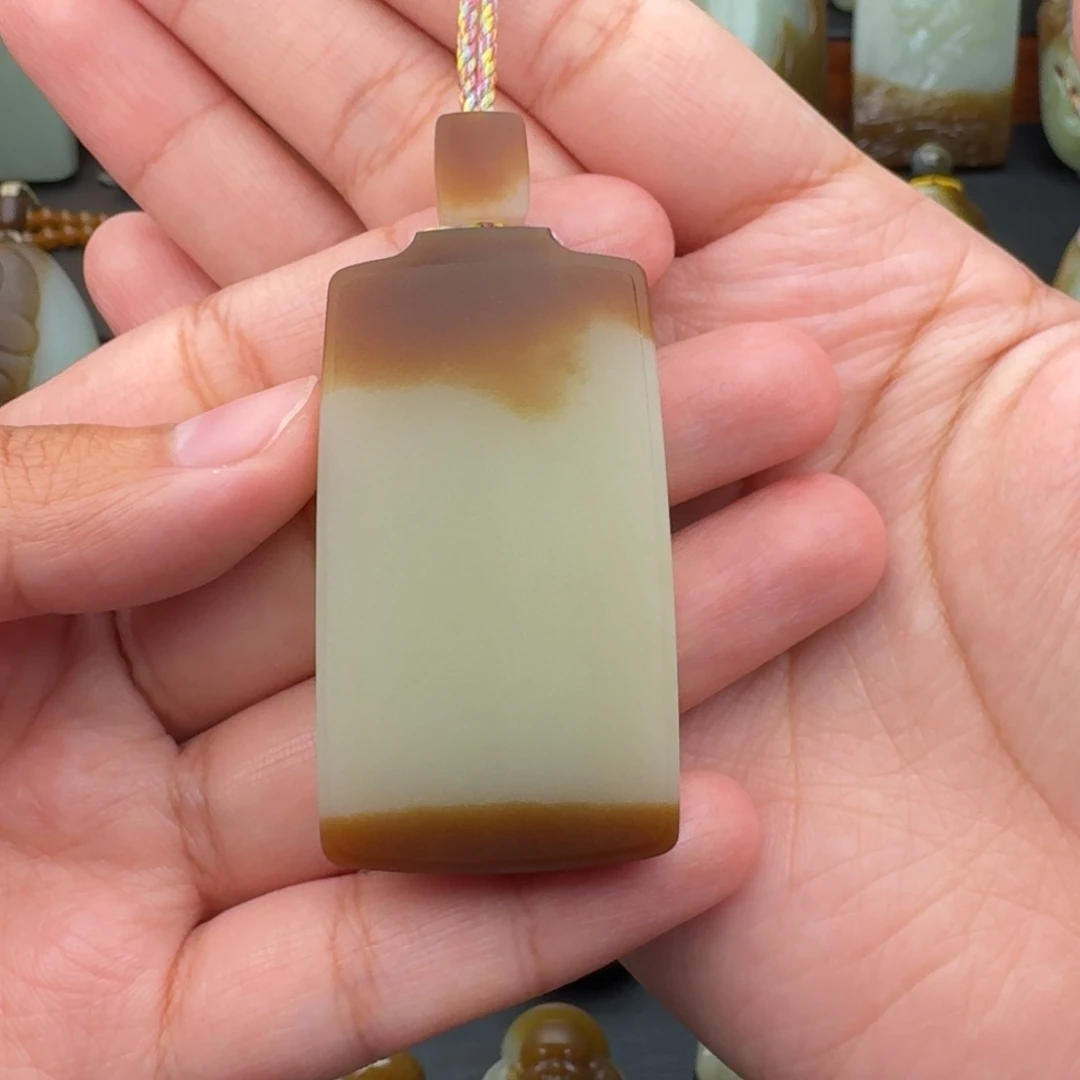 钢***成定制和田玉平安无事牌