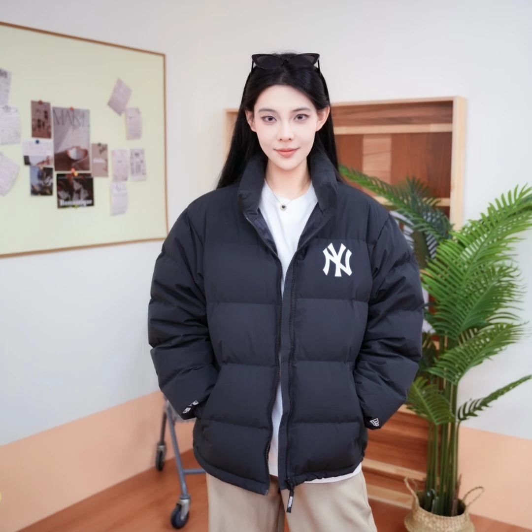 NEW ERA x MLB 纽亦华羽绒服男女情侣新款NY印花立领保暖鸭绒