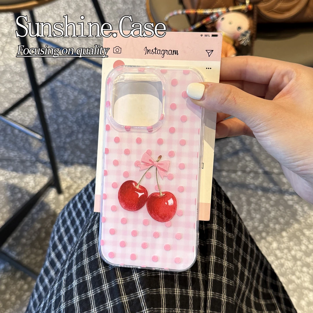 蝴蝶樱桃IMD手机壳适用苹果华为vivo小米oppo女款iphone16/15