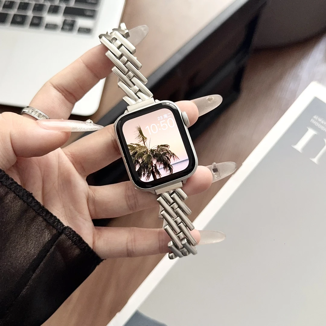 斜纹链式金属applewatch11表带适用S10苹果手表iwatchs9876se小米