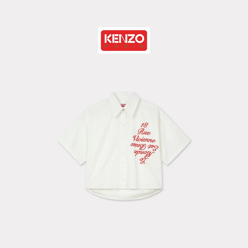 KENZO 25春夏新品女士字母图案短款版型短袖休闲衬衫