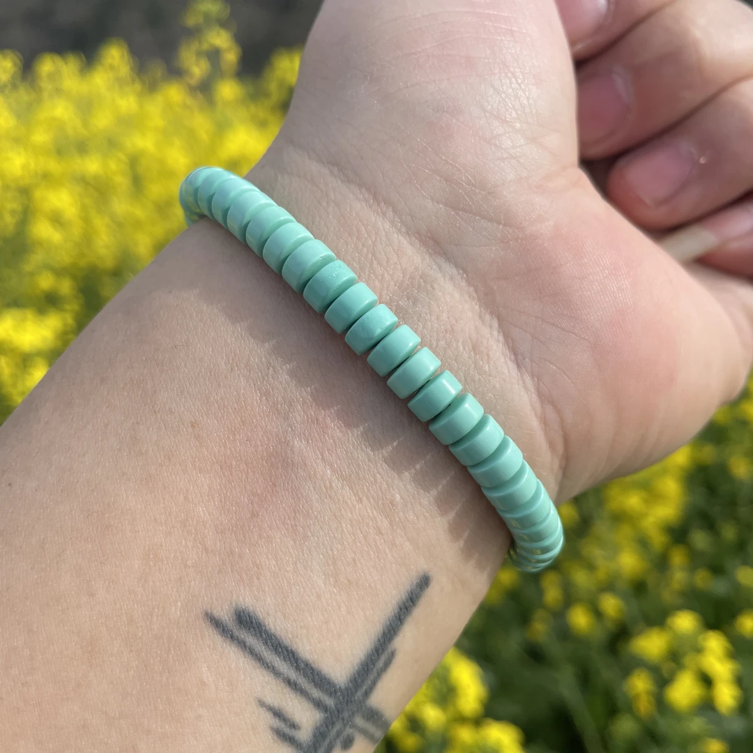 【棋松域708】卡6果冻绿干净药片单圈手串隔片