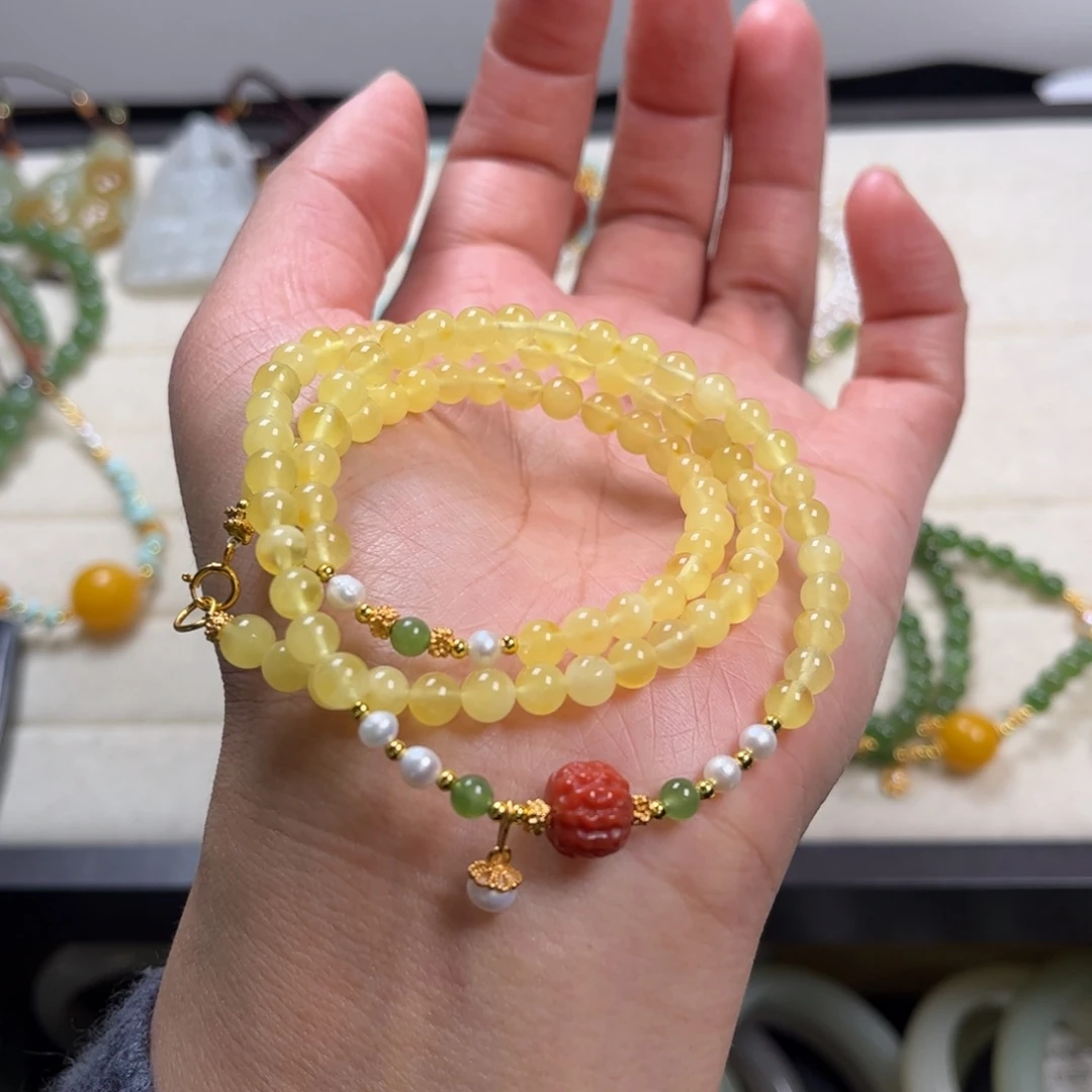 蜜蜡未镶嵌项链原创