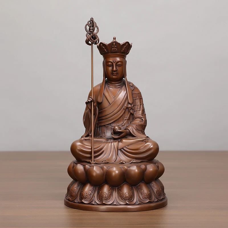 紫铜坐莲地藏佛像摆件全铜地藏王坐莲地藏佛像象室内家用中式摆设