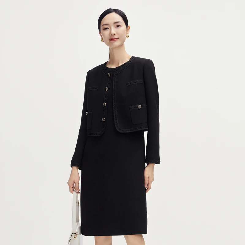 娜尔思【醋酸小香风】时尚百搭真两件连衣裙新款NF09041W0新