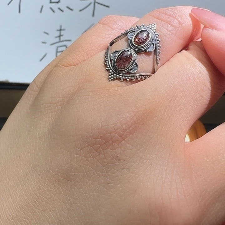 戒指银S925镶嵌水晶