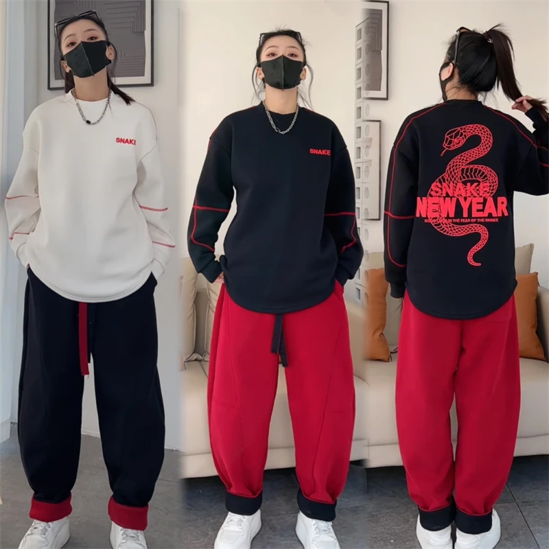 春款圆领蛇年卫衣男潮牌情侣款卫衣