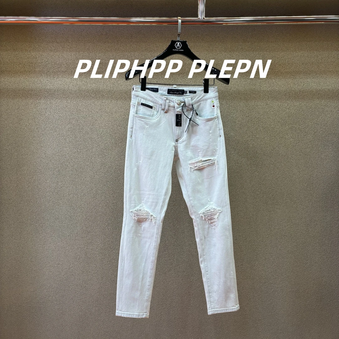 PLIPHPP PLEPN正品PP奢潮春夏玫瑰骷髅男士修身直筒牛仔裤子9928