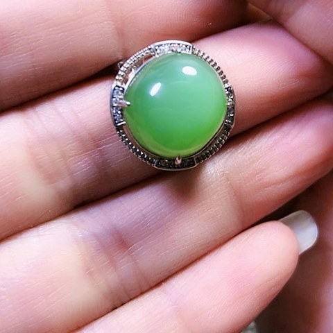 和田玉银S925镶嵌戒指