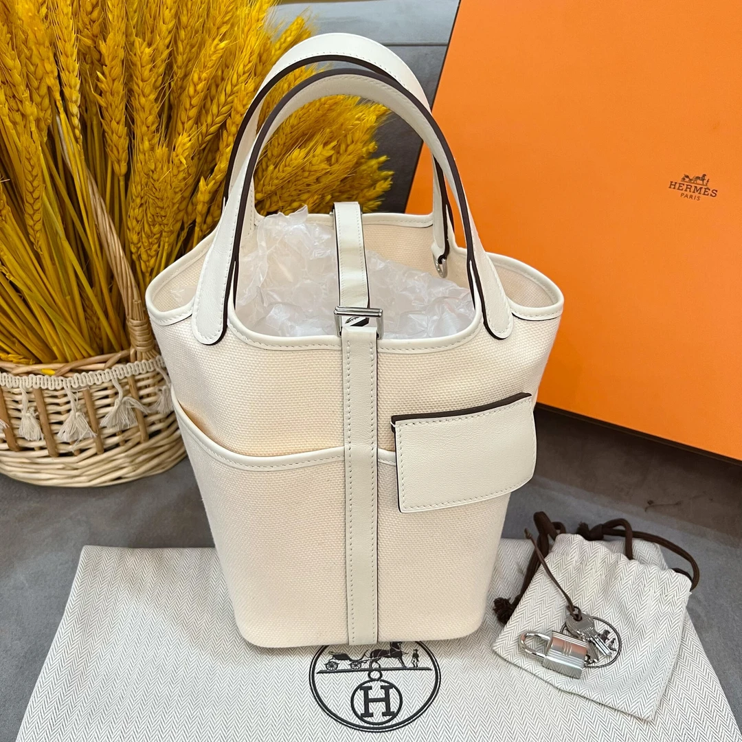 99新 Hermes/爱马仕 爱马仕菜篮子18 cargo白银扣u手提包8413081