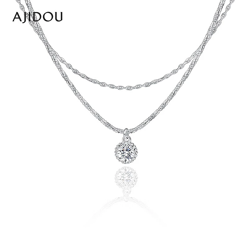 铜合金合成锆石项链 AJIDOU阿吉豆项链女款闪耀叠戴锁骨链【XH】