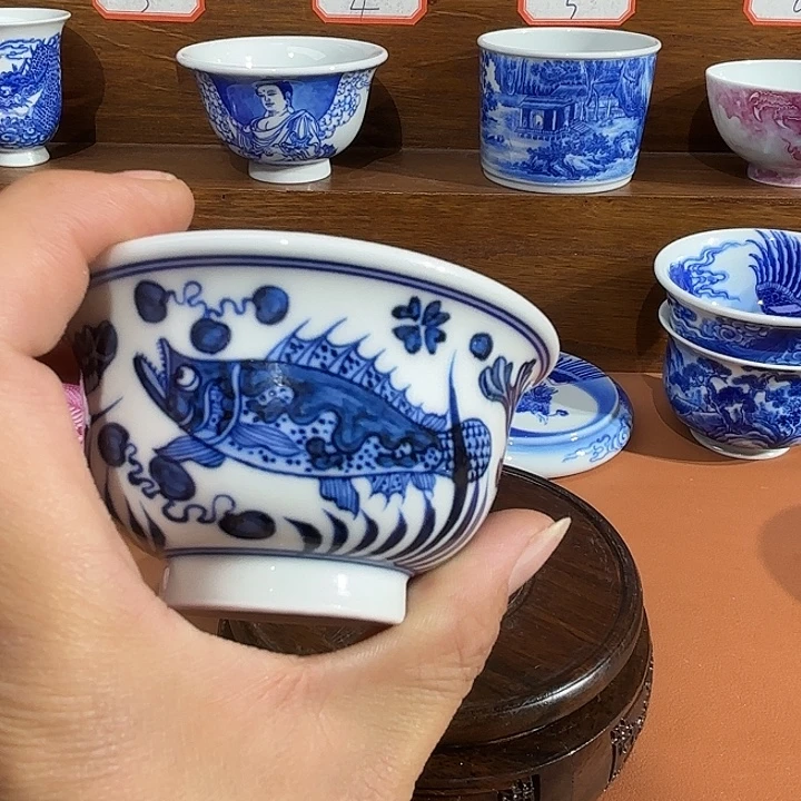 青花手工手绘小压
