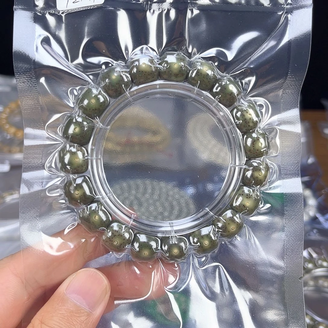 手串星月菩提糯冰石玉料绿幽灵颗颗正月单圈12x11