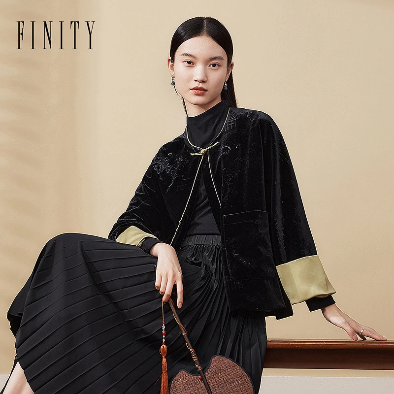 【粉丝专享】FINITY 新款外套复古时尚中式拼接外套 F21X8A19W1
