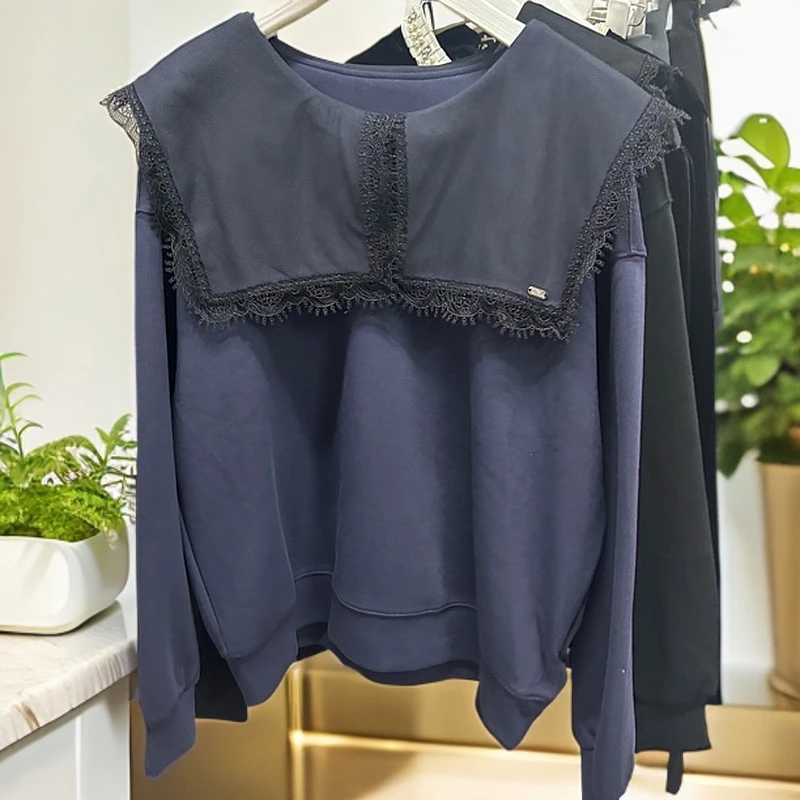 卫衣新款欧货宽松海军领长袖上衣 8206