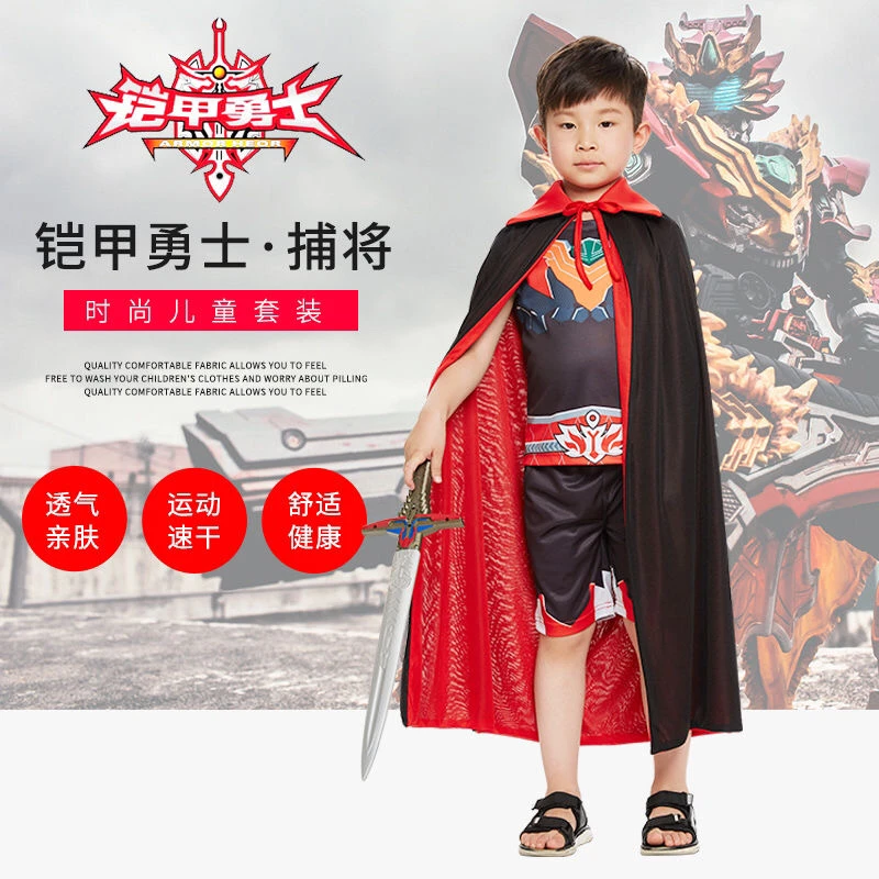 儿童节服装演出服超人衣服男孩短袖套装t恤蝙蝠侠套装短裤铠甲