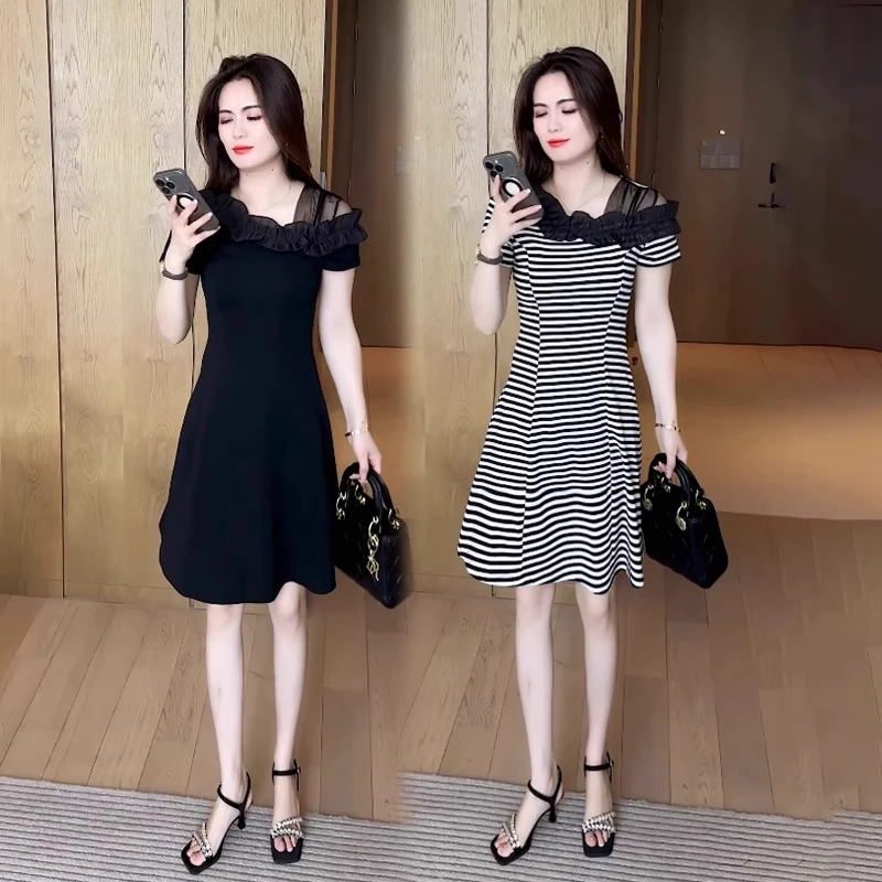 小个子连衣裙女装2025新款今年流行时尚减龄洋气爆款夏装显瘦裙子