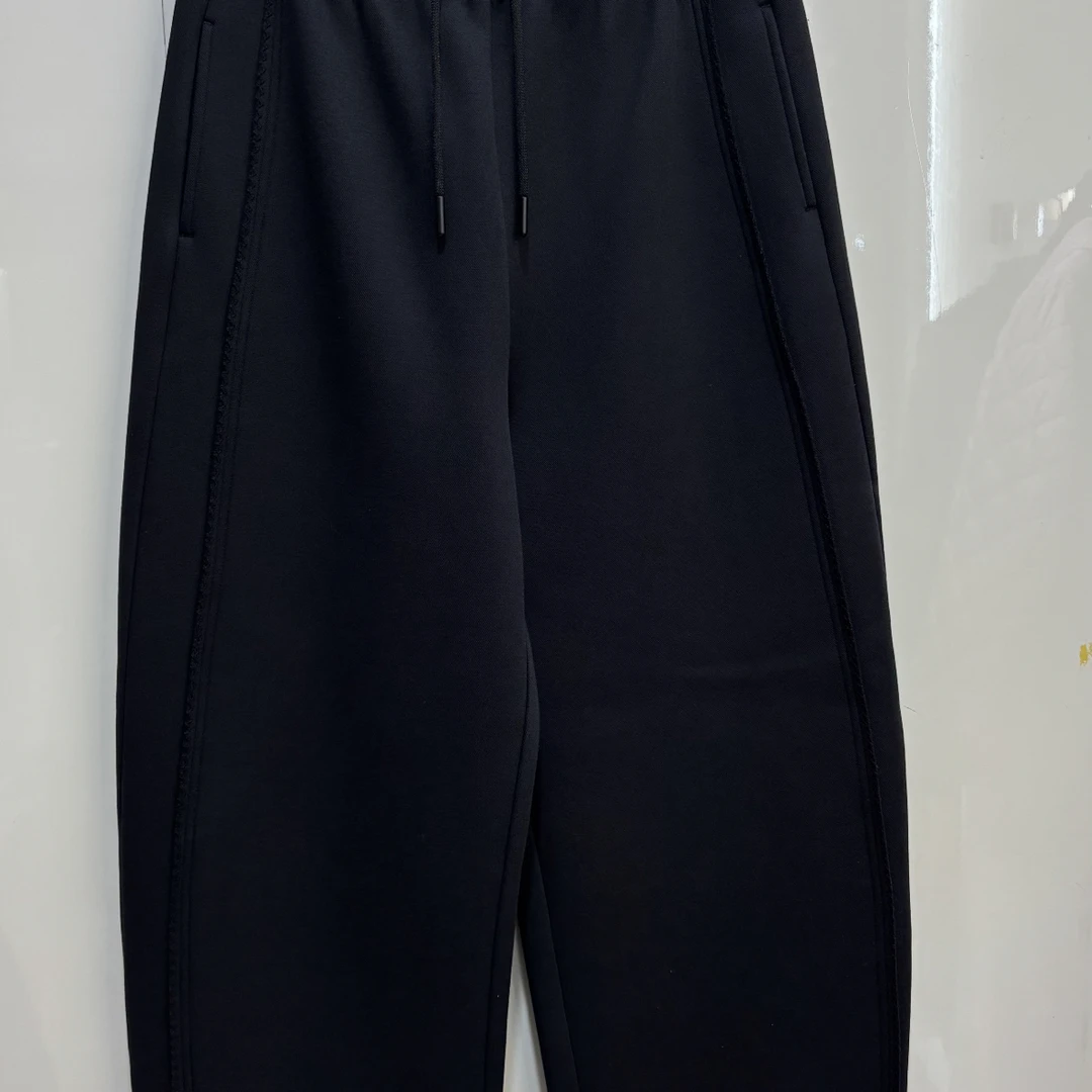 松紧腰加绒弯刀裤