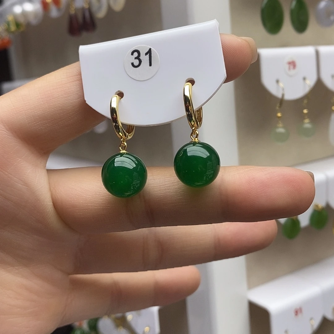 玛瑙/玉髓银S925镶嵌耳饰