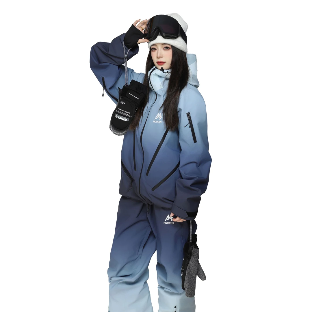 MarkMorris蓝色渐变滑雪服套装防风防水透湿12000+加棉保暖滑雪服