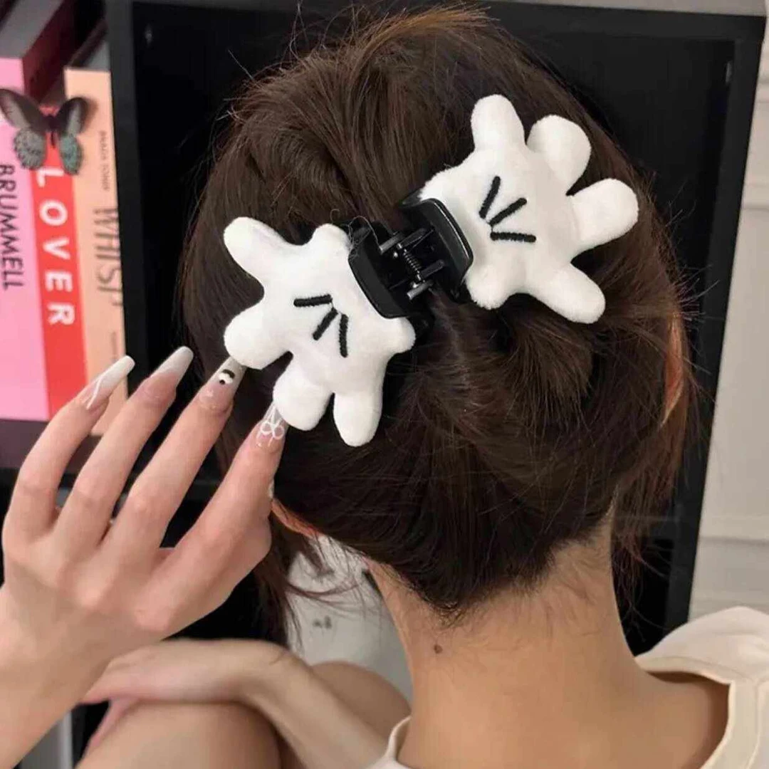 可爱米奇小手抓夹ins风毛绒立体公仔创意发卡手掌米奇手