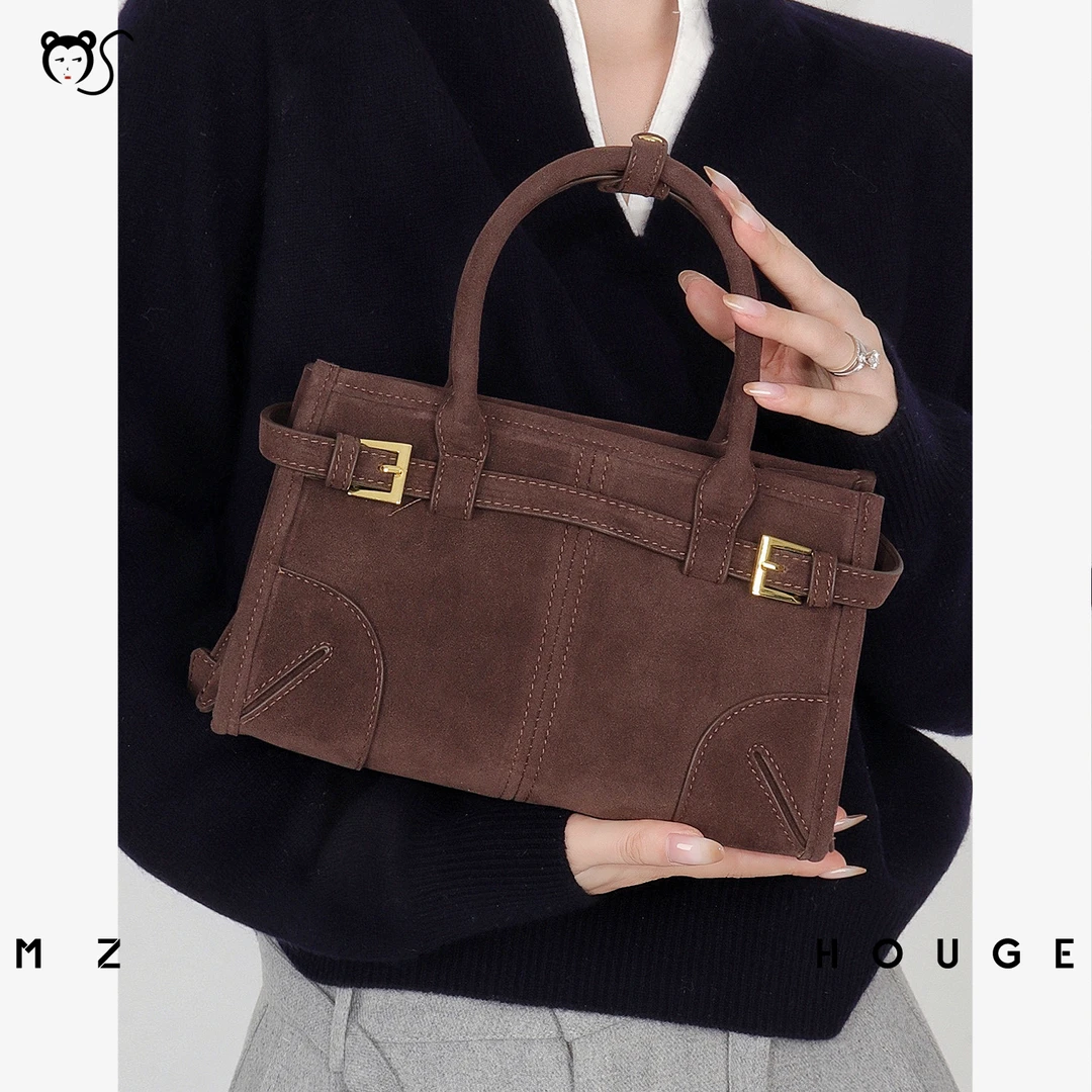 MZHOUGE麂皮绒小众托特包2025新款秋冬超火小手提包通勤斜挎包女