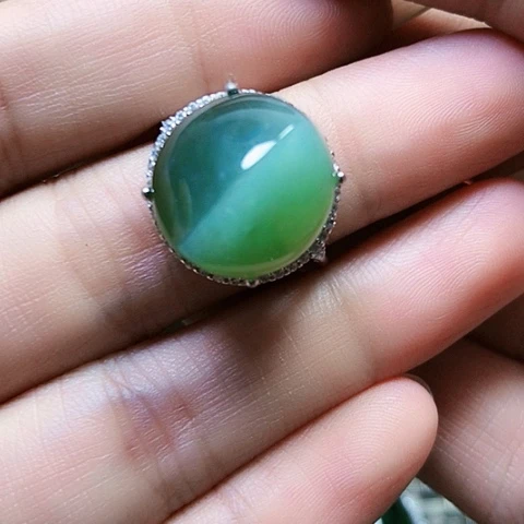 和田玉戒指银S925镶嵌