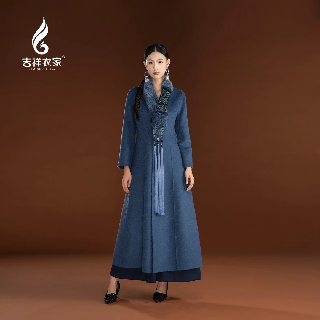 JIXIANGYIJIA/吉祥衣家螭龙悠悠外套长款复古秋冬大衣944237235