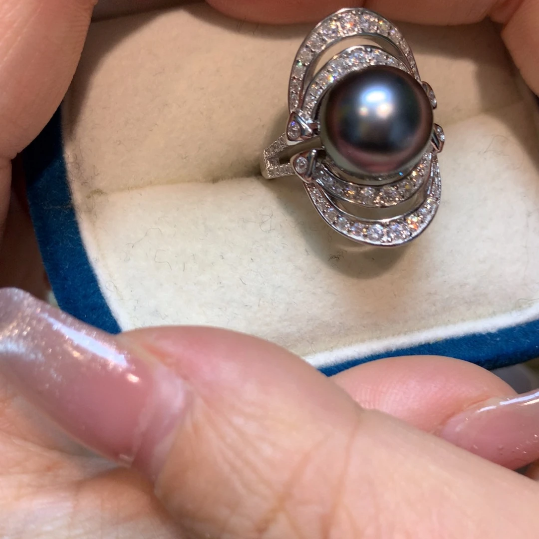 海水珍珠戒指银S925镶嵌