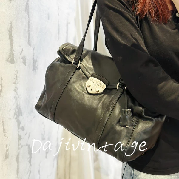 大吉中古/Prada普拉达黑银插扣托特单肩包